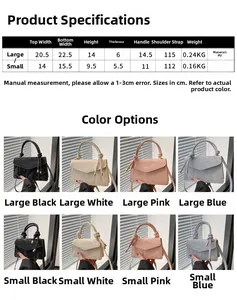 Size specification chart for PU leather crossbody handbag with crocodile pattern