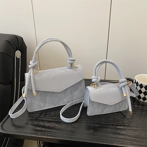 Women Handbag Crossbody Bag PU Leather Marble Wrinkle Texture Knot Handle Magnetic Buckle Simple Fashion Trendy Elegant
