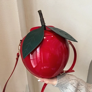 Sac Bandoulière Forme Fruit Design Pomme Pêche Mignon Cuir PU Verni Sac À Main Fantaisie Pour Femmes Filles Mode