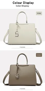 Dettaglio di borse grandi in beige e grigio con elegante texture a grana di litchi