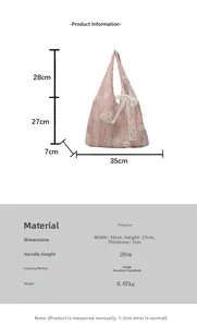 Spécifications de taille pour sac fourre-tout à fleurs roses avec nɶud en dentelle