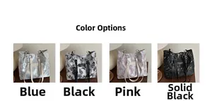 Detail showing four styles of floral butterfly print tote bags with metal chain straps