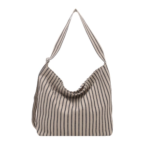 Grand sac fourre-tout rayé en toile avec bandoulière souple au design hobo minimaliste