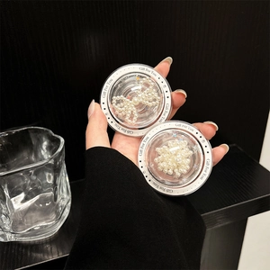 Transparent round phone socket grip with elegant pearl bow design and Gift For You text