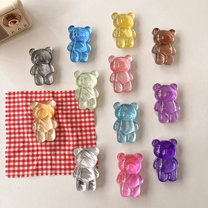 Colorful marbled bear phone grip stand with expandable socket for mobile smartphone