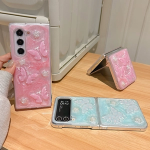 Butterfly and flower embossed glitter case for Samsung Galaxy Z Flip and S series phones