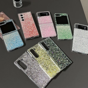 Glitter sequins clear case for Samsung Galaxy Z Flip series in various vibrant colors