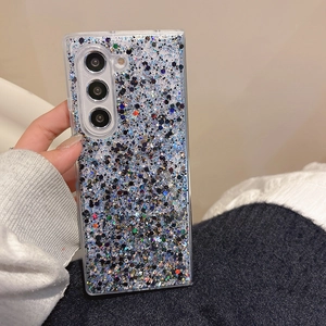 Sparkly glitter clear case for Samsung Galaxy Z Flip 6 featuring colorful sequins