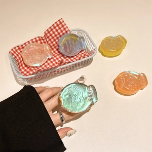 Funny Taiyaki fish phone socket grip with iridescent glitter resin in five vibrant colors