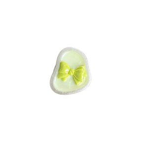 Aesthetic holographic butterfly cell phone grip stand with green frame and yellow bow