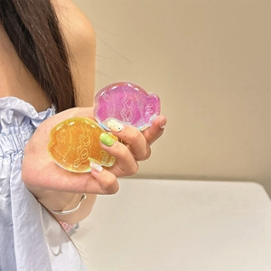 Funny fish-shaped glitter phone grip socket in vibrant yellow and pink resin finish