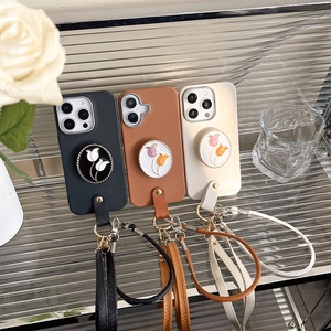 Tulpen-Händyhülle mit Griff und Lederband für iPhone 16 Pro Max in verschiedenen Farben