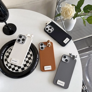 Cute 3D cat animal silicone leather iPhone case with Goodluck tag in assorted colors