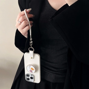 Details zur iPhone-Hülle aus Leder mit Tulpen-Halterung und passender Handgelenkschlaufe