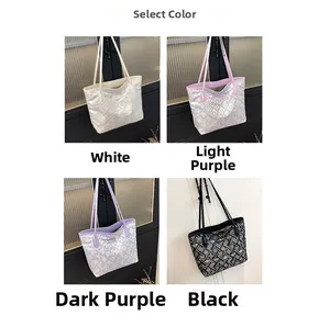 Select colors for large capacity tote bags in white, light purple, dark purple, and black