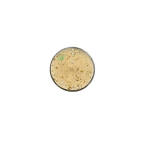 Minimalist round phone grip with shimmering silver foil and green resin accents