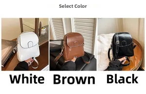 Three-way split view of classic white, brown, and black crossbody phone bags with U-stitching