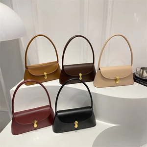 Minimalist PU Leather Underarm Shoulder Bag For Women Solid Color Small Square Bag With Stylish Metal Buckle Fashion Handbag
