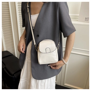 Mini cream crossbody phone bag with polished faux leather and gold metal hardware