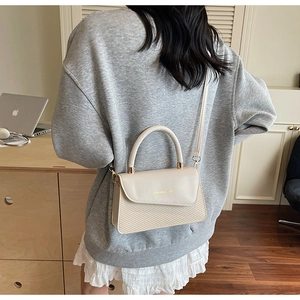 Détail du sac beige avec texture tissée et boucle dorée élégante pour bandoulière