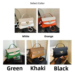 Collezione di borse a tracolla da donna nei colori bianco, arancione, verde, kaki e nero