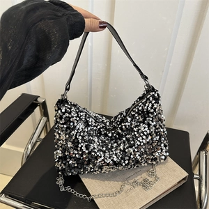 Sequin Handbag Iridescent Chain Crossbody Bag Underarm Evening Party Fashionable For Women