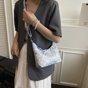 Elegant light blue embroidered shoulder bag with traditional Chinese floral patterns