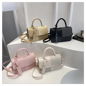 Selection of chic rectangular crossbody bags in beige, black, pink and white with textures