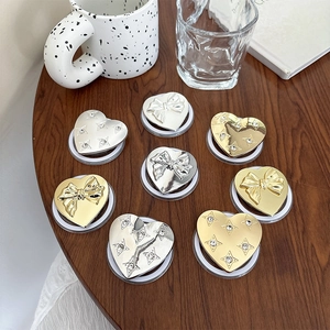 Magnetic Heart Phone Grip Retractable Airbag Holder Alloy Metal Bowknot Star Rhinestone Elegant Smartphone Desktop Stand