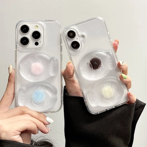 3D Taiyaki Fish Phone Case Transparent TPU Soft Cartoon Protective Cover Cute Sandwich Design For Women Girls