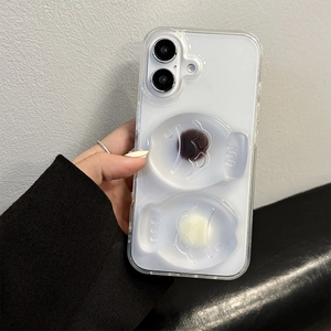 Detail of transparent iPhone case with 3D taiyaki fish relief and soft silicone texture