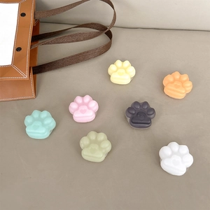 Cute colorful jelly cat paw phone grip stands in candy colors with heart embossed design