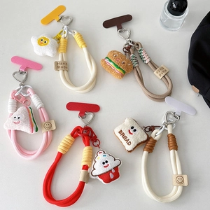 Dragonne de téléphone mignonne avec breloques en peluche, cordon épais et clip cœur