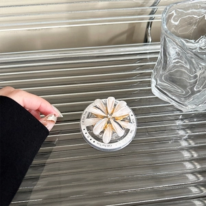 Rotating 3D white flower phone grip with crystal center and Gift For You text details