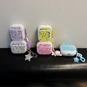 Glittery AirPods case set with colorful rhinestones and star pendants in five bright colors