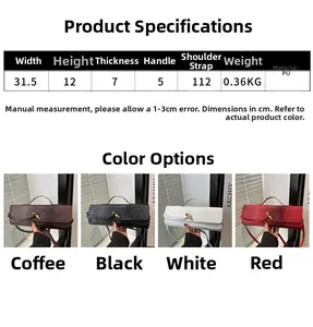 Detailed size chart and specifications for the faux crocodile leather evening clutch bag