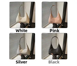 Four hobo bags in white, pink, silver, and black with faux snake skin texture