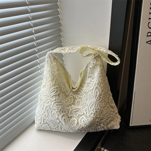 Sac Cabas En Dentelle Florale Femmes Crochet Évidé Sac À Épaule Été Plage Vacances Romantique Bohème Grande