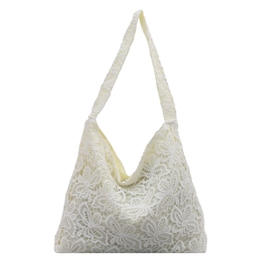 Sac fourre-tout en dentelle blanche à motif floral et grande capacité pour l'été quotidien