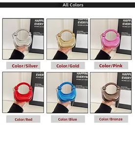 Mini metallic knot handbags with acrylic chain in six glossy colors for evening gala