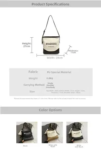 Tableau des tailles détaillé pour grand sac fourre-tout en PU avec dimensions et lanière