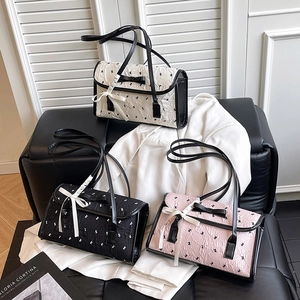 Pink and black lace bow bowling bags with rabbit prints in three versatile colors