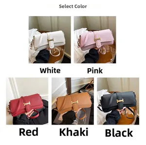 Detailed comparison of five colors of rectangular leather bags with H-shaped metal buckle