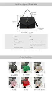 Spécifications détaillées et options de couleurs pour ce sac bandoulière en cuir PU
