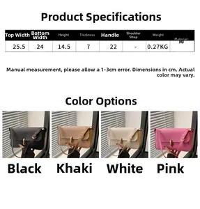 Detailed size chart for retro chic PU leather handbag showing width and height specifications