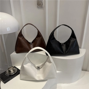 Women Large Capacity PU Leather Tote Bag Minimalist Fashion Hobo Shoulder Bag With Double Zipper For Daily Commute