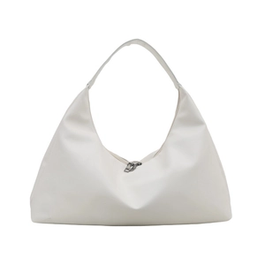 Minimalist large white crescent hobo tote bag made of high-quality faux leather