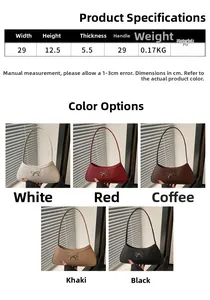 Detailed dimension guide for PU leather crescent shoulder bag with bow metal detail