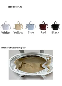 Color options and internal structure view of the elegant leather crossbody square bag