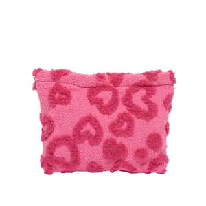 Schattig pluchen roze make-uptasje met hartjespatroon voor lippenstift en cosmetica